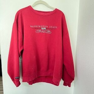 Jansport Crewneck Long Sleeve Vintage Red Washington State Grandpa Size Large